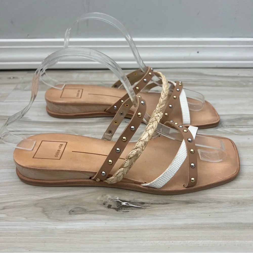Dolce Vita Tan and White Studded Sandals
